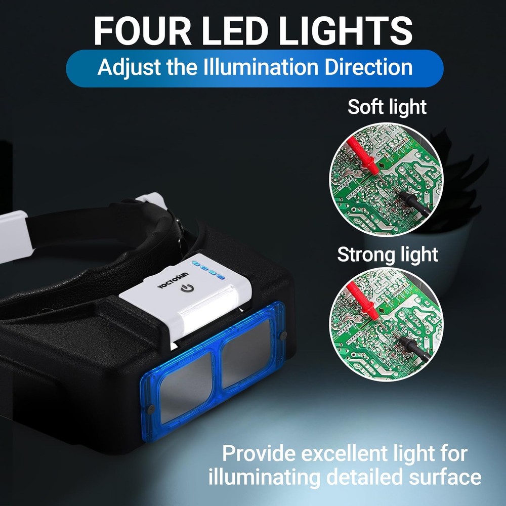 Magnifying Glasses with Light for Close Work, Rechargeable Headband Magnifier...