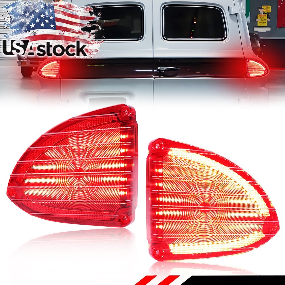 Red LED Rear Tail Brake Lights For 1960-1966 Chevy & GMC Panel Truck Suburbans
