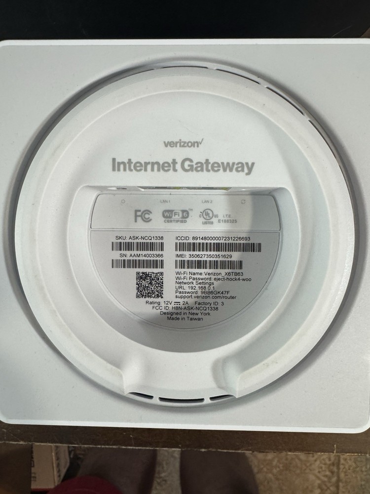 Verizon ASK-NCQ1338FA 5G Internet Gateway - White