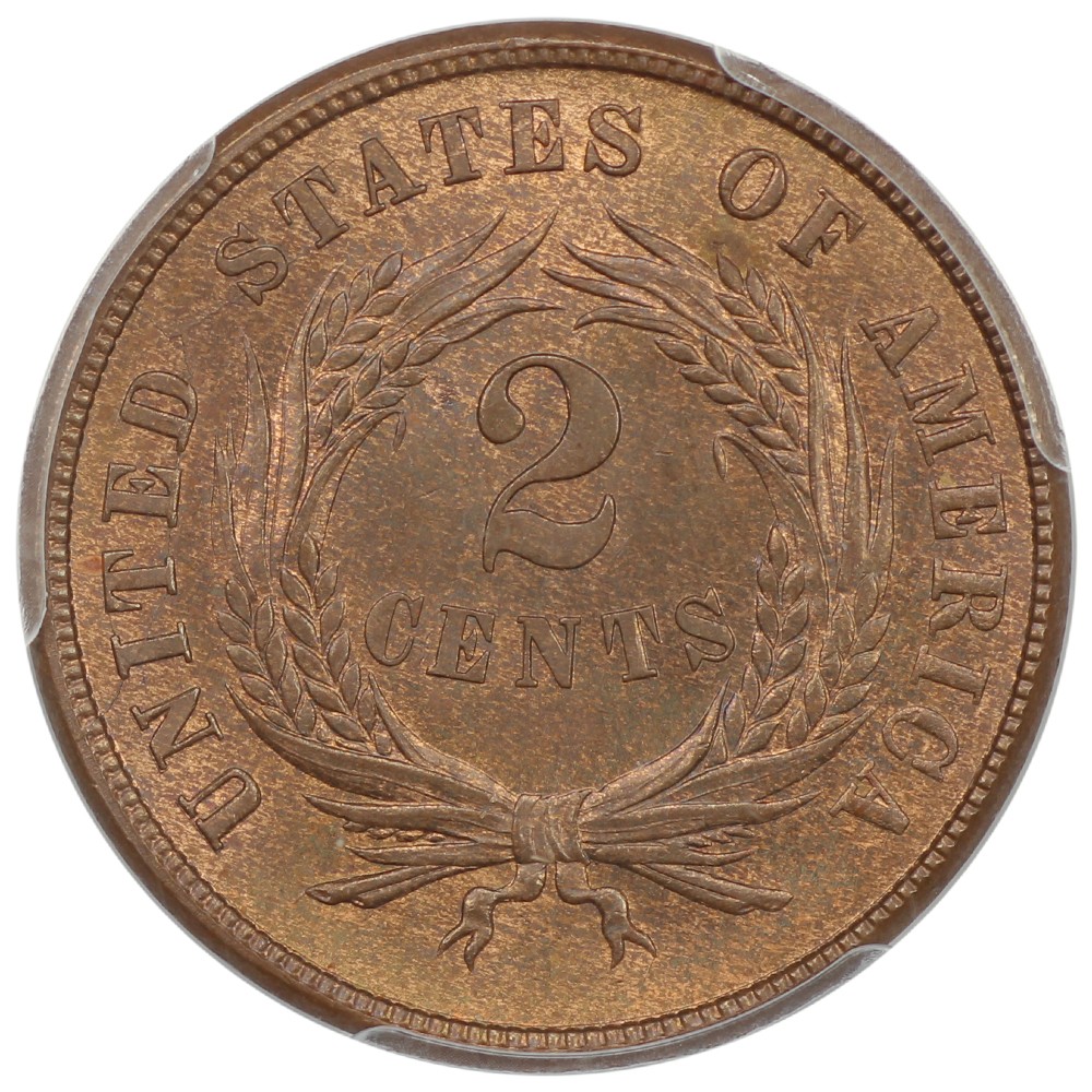 1865 2c PCGS MS66RB ex: D.L. Hansen