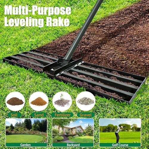 Lawn Leveling rake 34.1"x9.4" Levelawn Tool with 70.5" Adjustable Long Handle