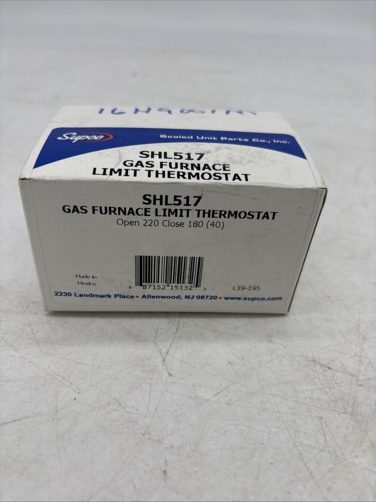 Supco Shl517 Thermostat, Limit & Plenum, Range 220-180F