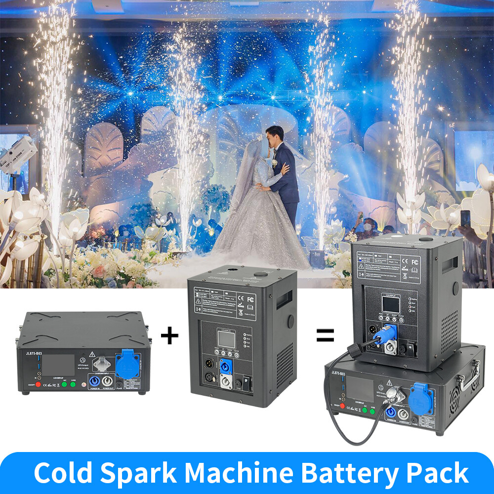 2pack 1500W Black Powered Base Cold Spark Machine Battery Pack with Flight Case