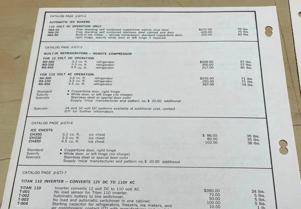 Vtg General Thermetics Price Sheet and Refrigerator Conversion Systems Brochure