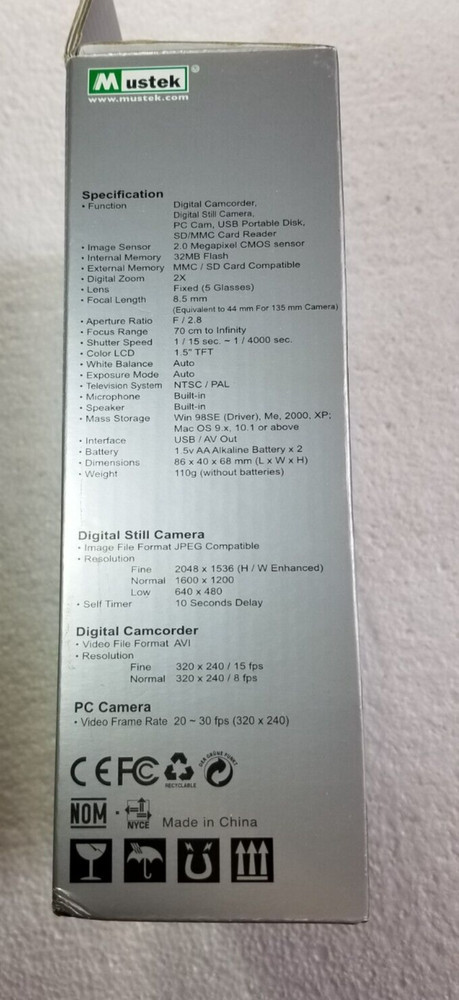 Style DV3 Digital Camcorder Digital Still Camera Zoom 2X Built-In Microphone NEW