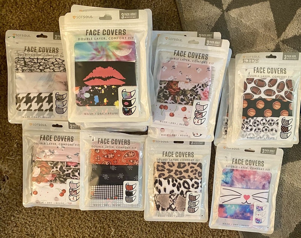 Sofsole Face Covers 3 Pack Adult Face Masks In Assorted Designs And Patterns