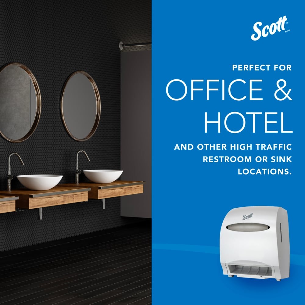 Scott Essential White Automatic Paper Towel Dispenser — Commercial Wall Mounted