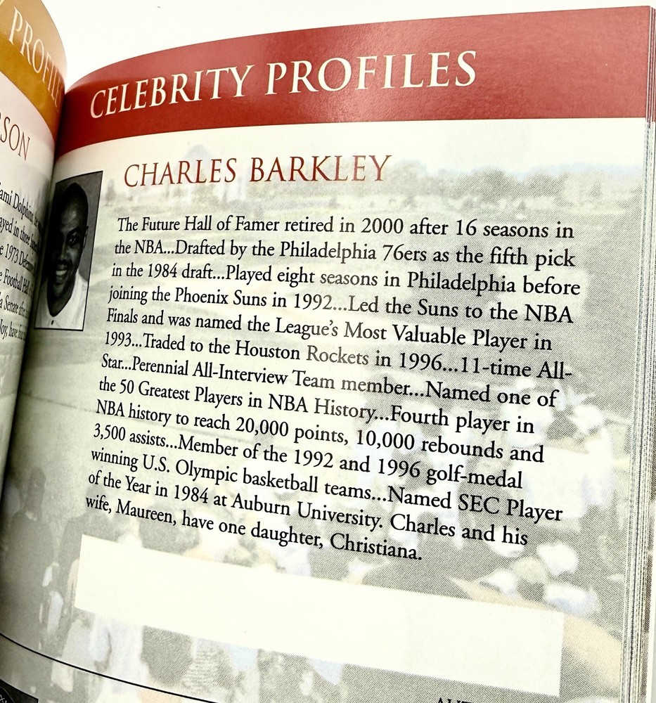 Charles Barkley Signed Mario Lemieux 2001 Celebrity Golf Program