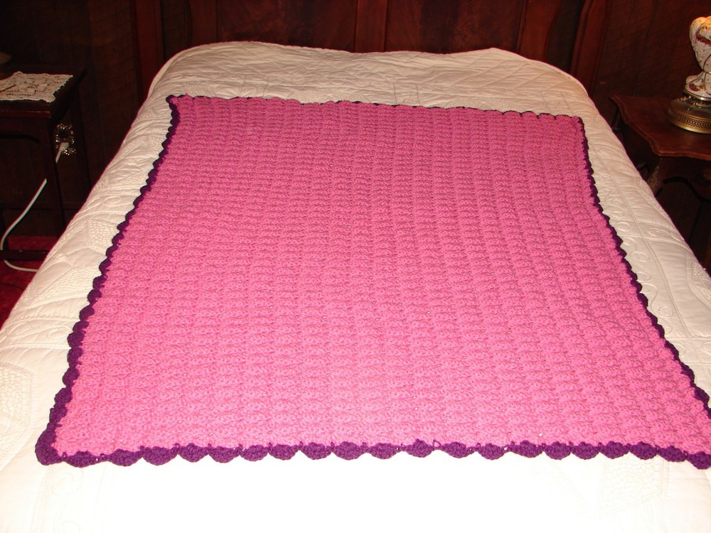 New Handmade Handcrafted Crochet Throw Blanket Afghan with a Pop Corn Design