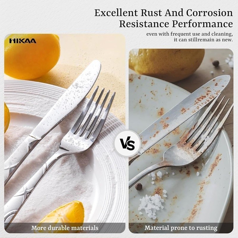 20 Piece Stainless Steel Flatware Set Flower Pattern Non-Slip Ergonomic Design