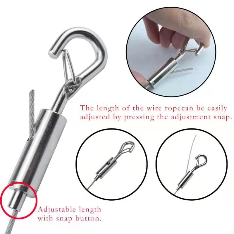 SDTC Tech 2-Pack Stainless Steel Wire Rope with Adjustable Hooks 6.5ft Silver
