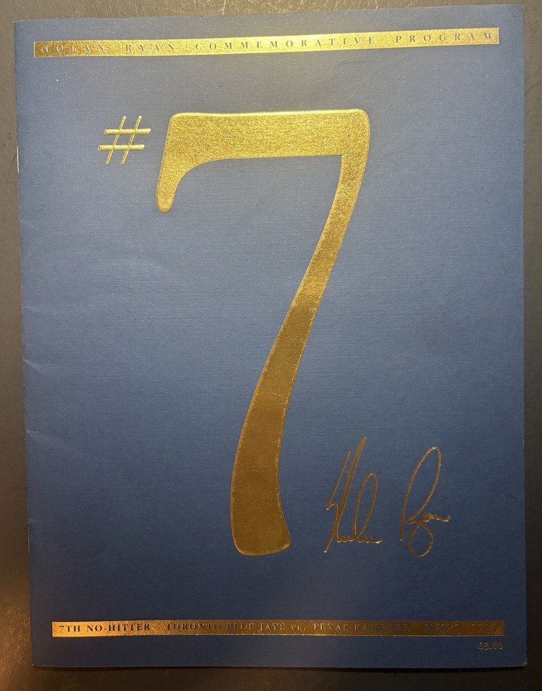 *NOLAN RYAN 7th NO HITTER* Commemorative Program May 1, 1991 - Texas Rangers MLB