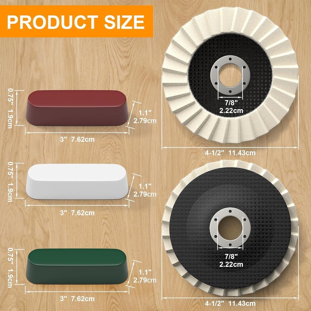 8-Piece Wool Polishing Kit: Buffing Wheels & Compounds for Angle Grinders