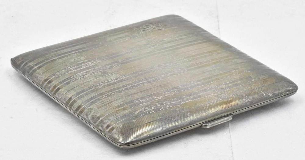 Vintage AC Sons Sterling Silver Spring loaded Art Deco Lined Cigarette Case 96gr