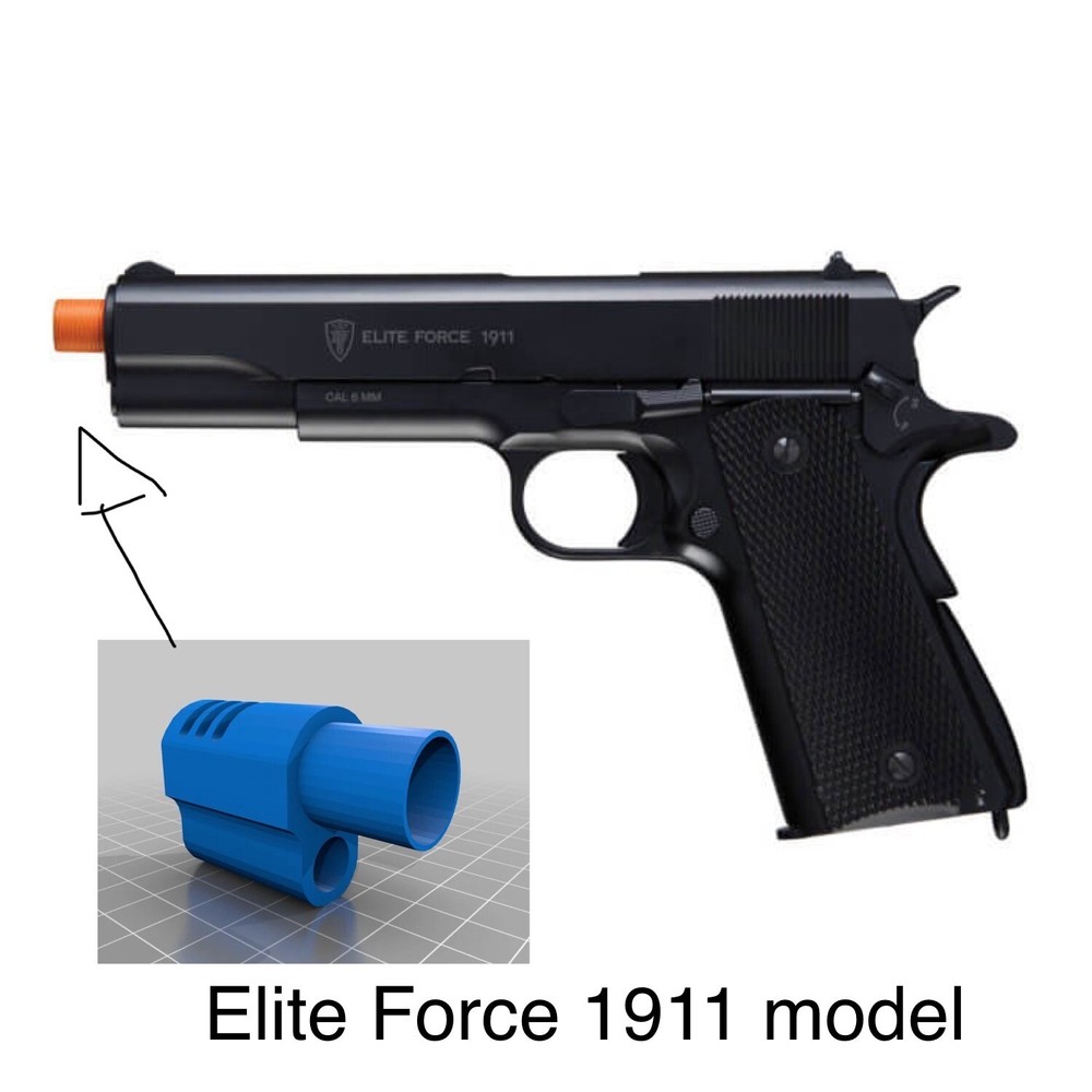 3d Printed Airsoft 1911 Conpensator/Muzzle replica