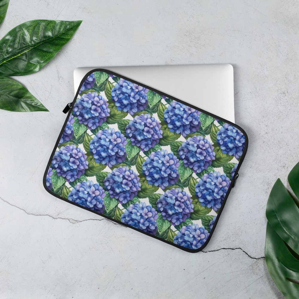 Hydrangea Flower Laptop Sleeve Cover Floral Design
