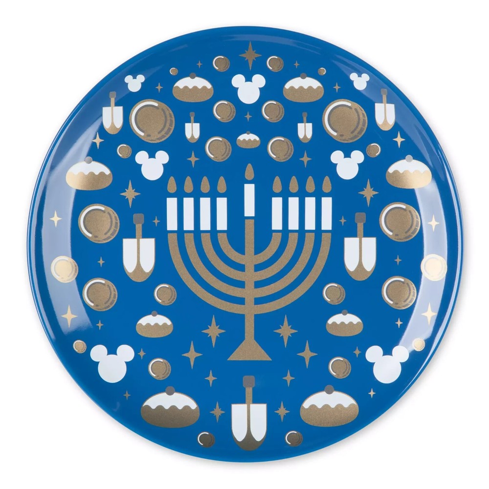 Disney Mickey Mouse Stoneware Hanukkah 4pc salad appetizer dessert Plate Set
