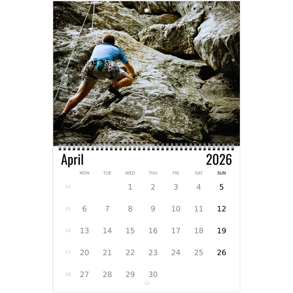Rock Climbing Wall Calendar 2026