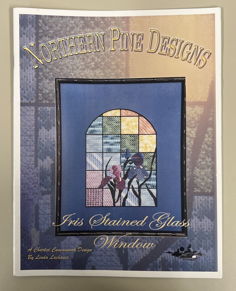 Northern Pine Designs Charted Canvaswork Iris Stained Glass Window Needlepoint