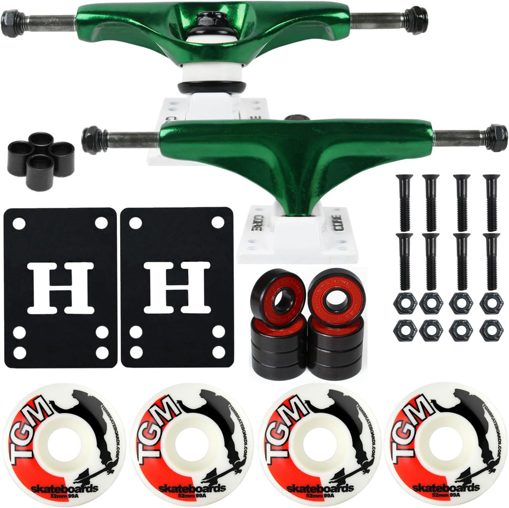 Skateboard Package 5.0" Trucks with 52Mm White Wheels + Components