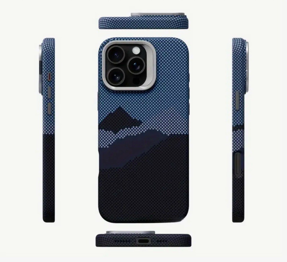 Carbon Fiber iPhone 16 Pro Blue With Bracket Lens Frame