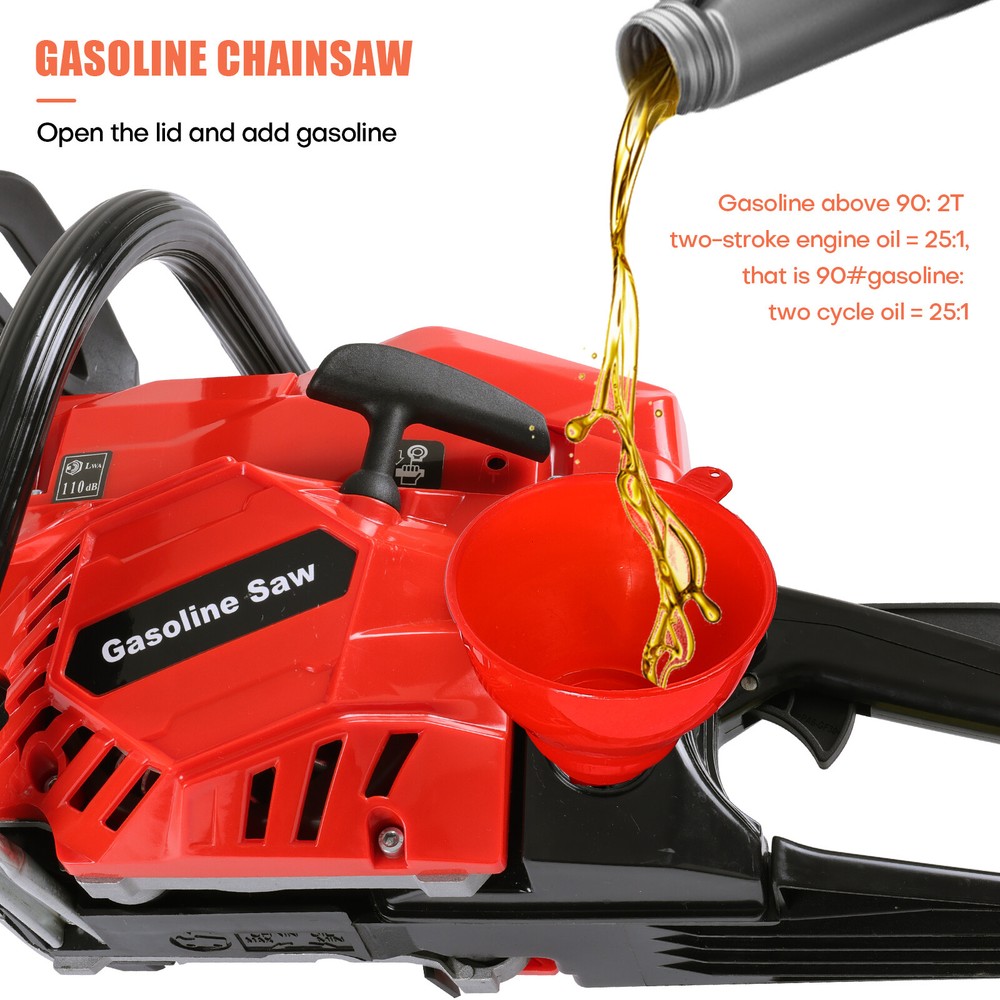 62CC Gas Powered Chainsaw with 22'' Guide Bar Saw Chain 2-Stroke Fuel Efficient