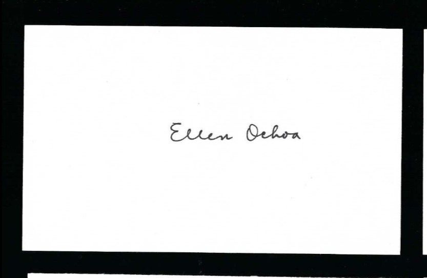 Ellen Ochoa signed 3x5 card NASA Shuttle Astronaut Space Exploration
