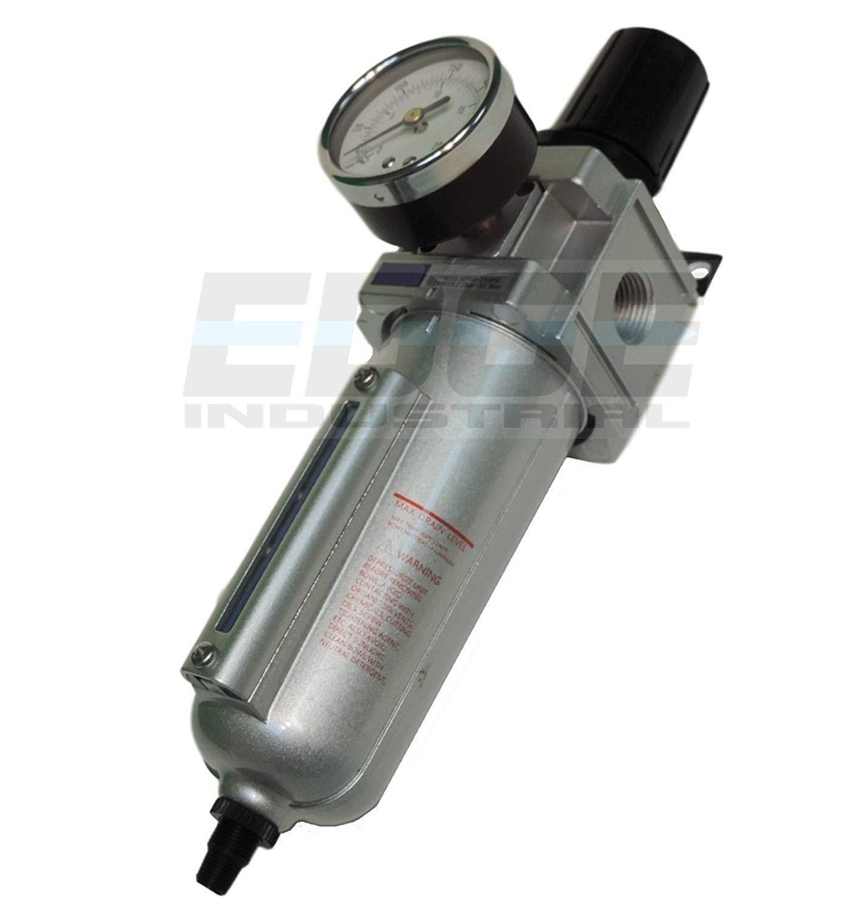 HEAVY DUTY FILTER REGULATOR FOR COMPRESSED AIR TUBING, PIPING, COMPRESSOR, 1/2"