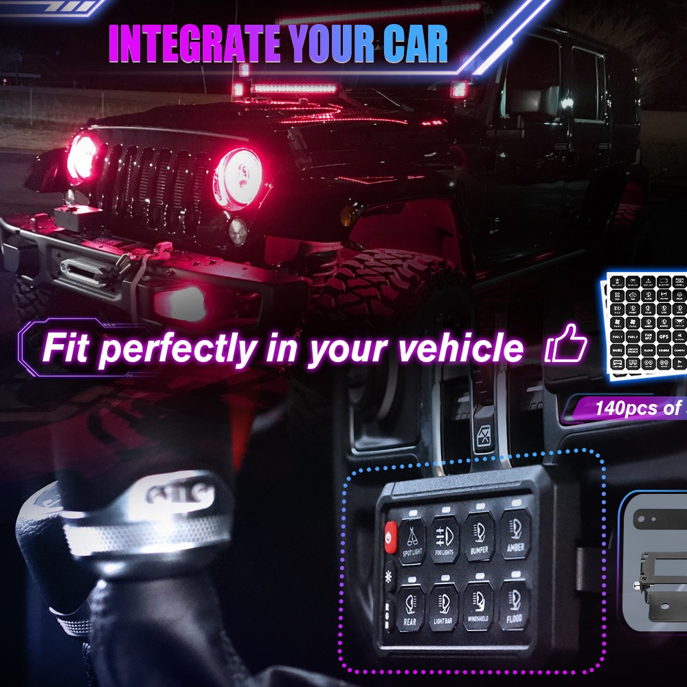 Colight 6/8/12 Gang RGB Wireless Switch Panel LED Light Circuit Relay System