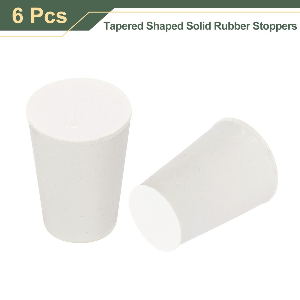 Tapered Shaped Solid Rubber Stoppers 14mm to 19mm, 6 Pcs Lab Rubber Plugs