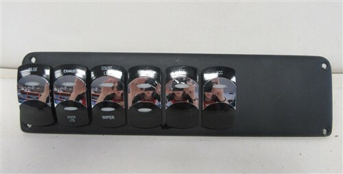 ILLUMINATED ROCKER SWITCH PANEL 10" X 2 3/4" BLACK PLASTIC MARINE BOAT
