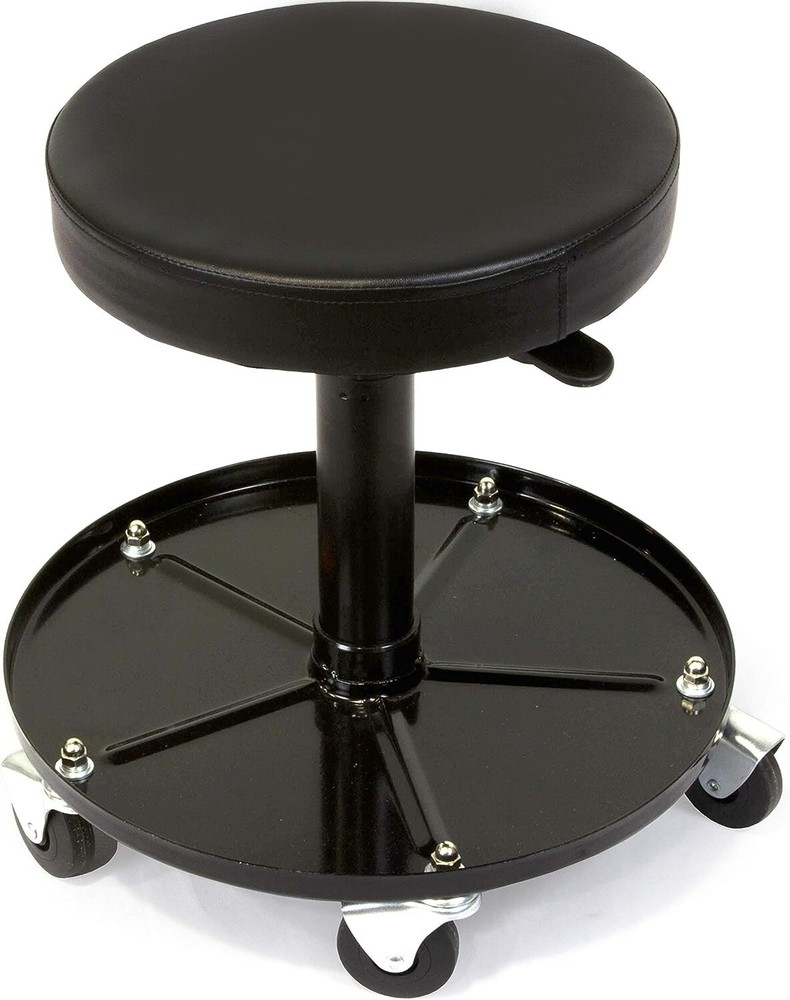 Mechanics Rolling Stool Work Shop Seat Pneumatic Garage Chair Adjustable Swivel