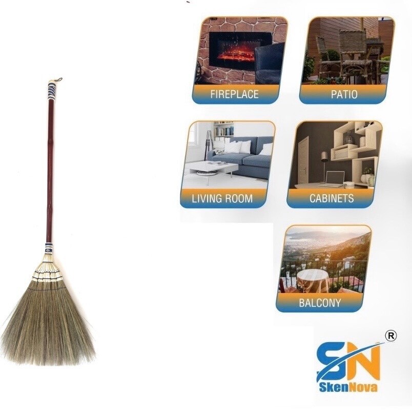 1 piece, grass broom with telescopic handle ,Thai handmade work, cleaning, sweep
