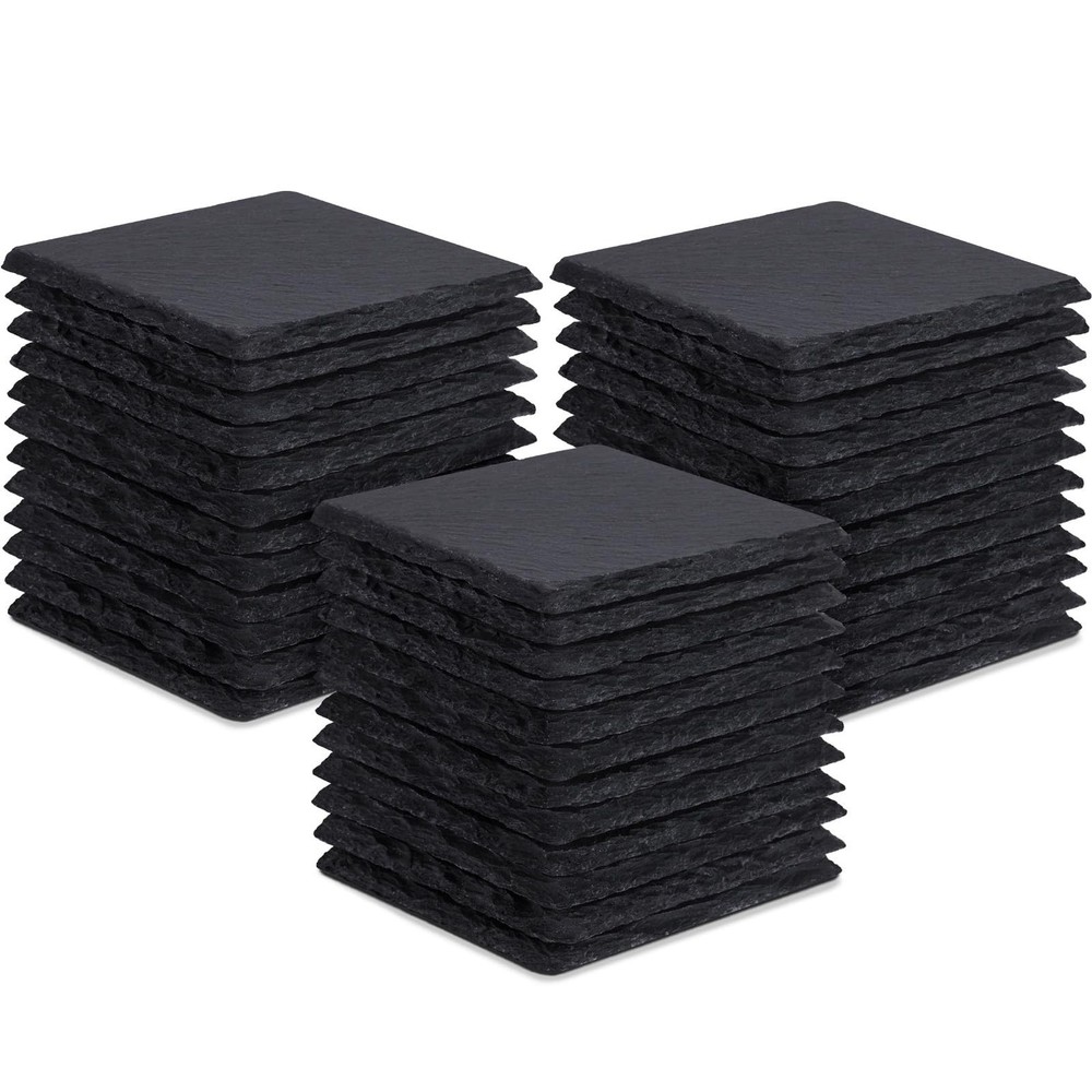 36 Pieces Slate Drink Coasters, GOH DODD 4 Inch Black Coasters Stone Coaster ...