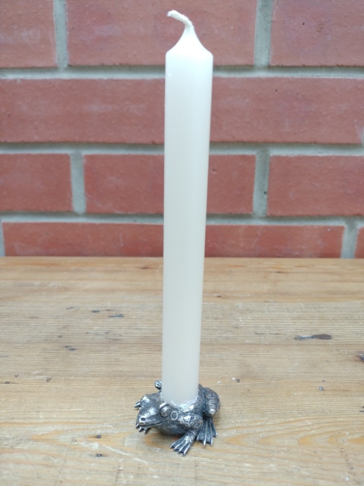 Vintage Silver Plated Cast Frog Toad Candlestick