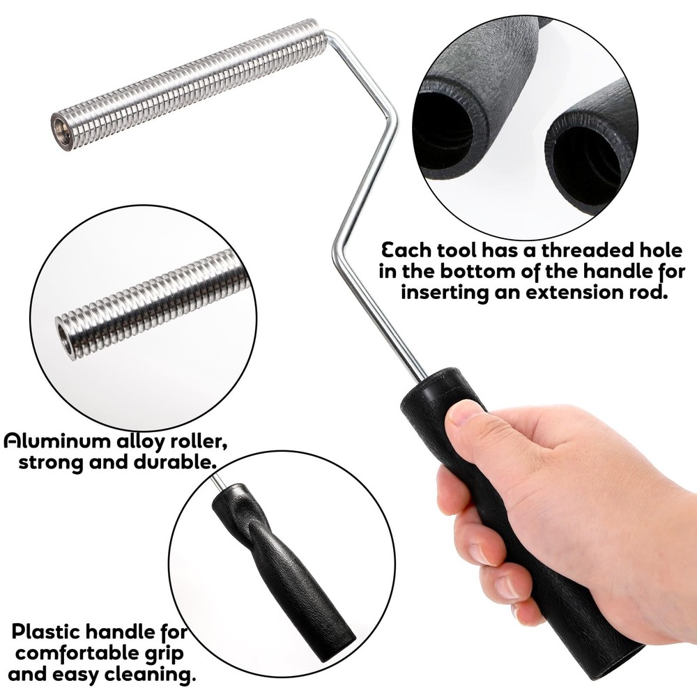 5 Pcs Fiberglass Roller Tools Kit, Laminating Silver