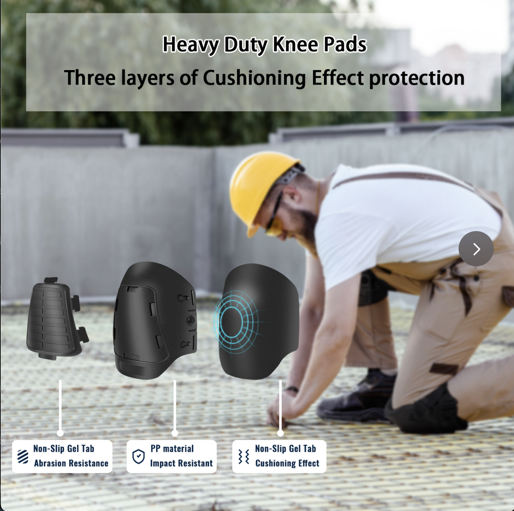 Kingwork Professional Work Knee Pads Pair Heavy Duty Construction Foam Padding