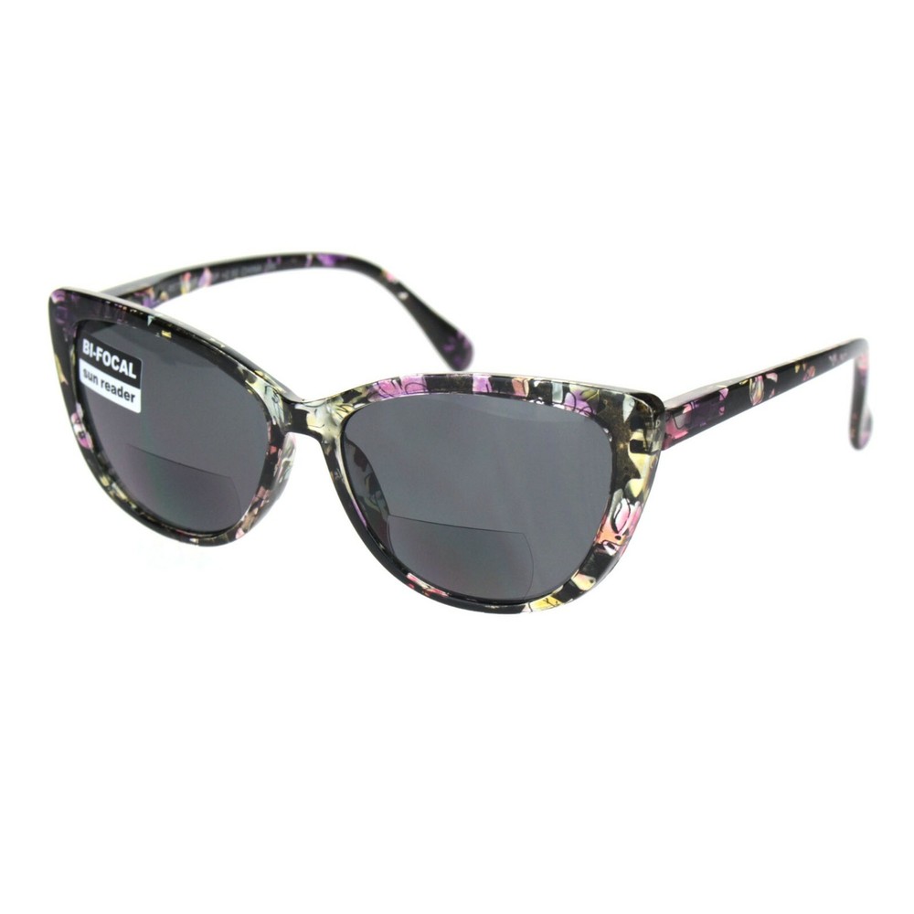 Bifocal Reader Sunglasses Small Magnified Square Womens Cateye Spring Hinge