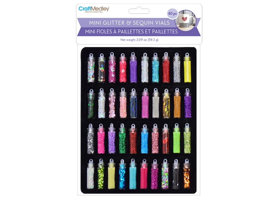 Craft Medley Mini Glitter & Sequin Vials 40/Pkg-