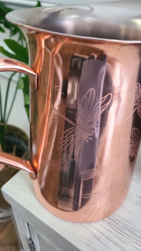 Handcrafted Copper Dragonfly Water Pitcher