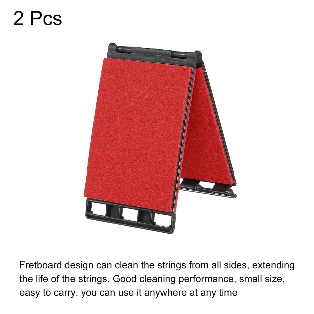 2 x Guitar String Cleaner Fretboard Cleaning Cloth Scrubber Tools Red
