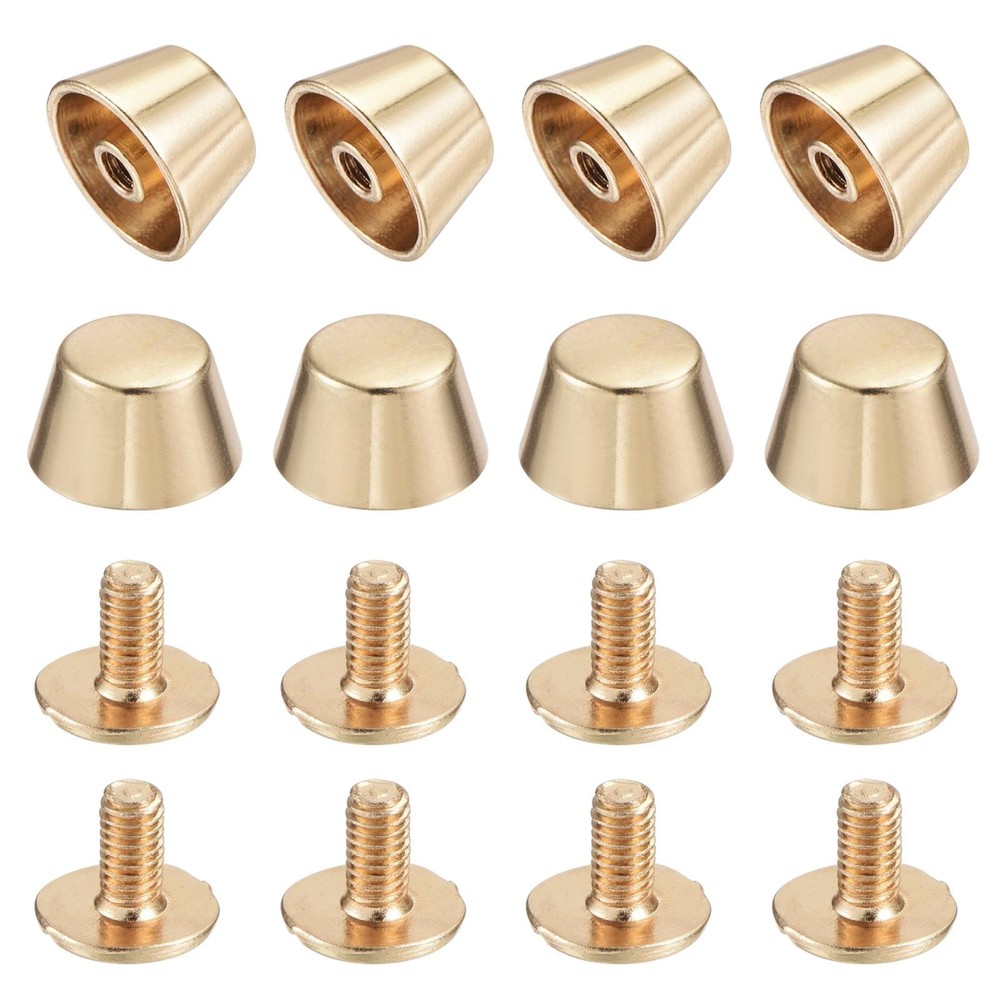 12x7mm Rivet Studs Screw Back Flat Hollow Feet Stud Spike Gold Tone 8pcs