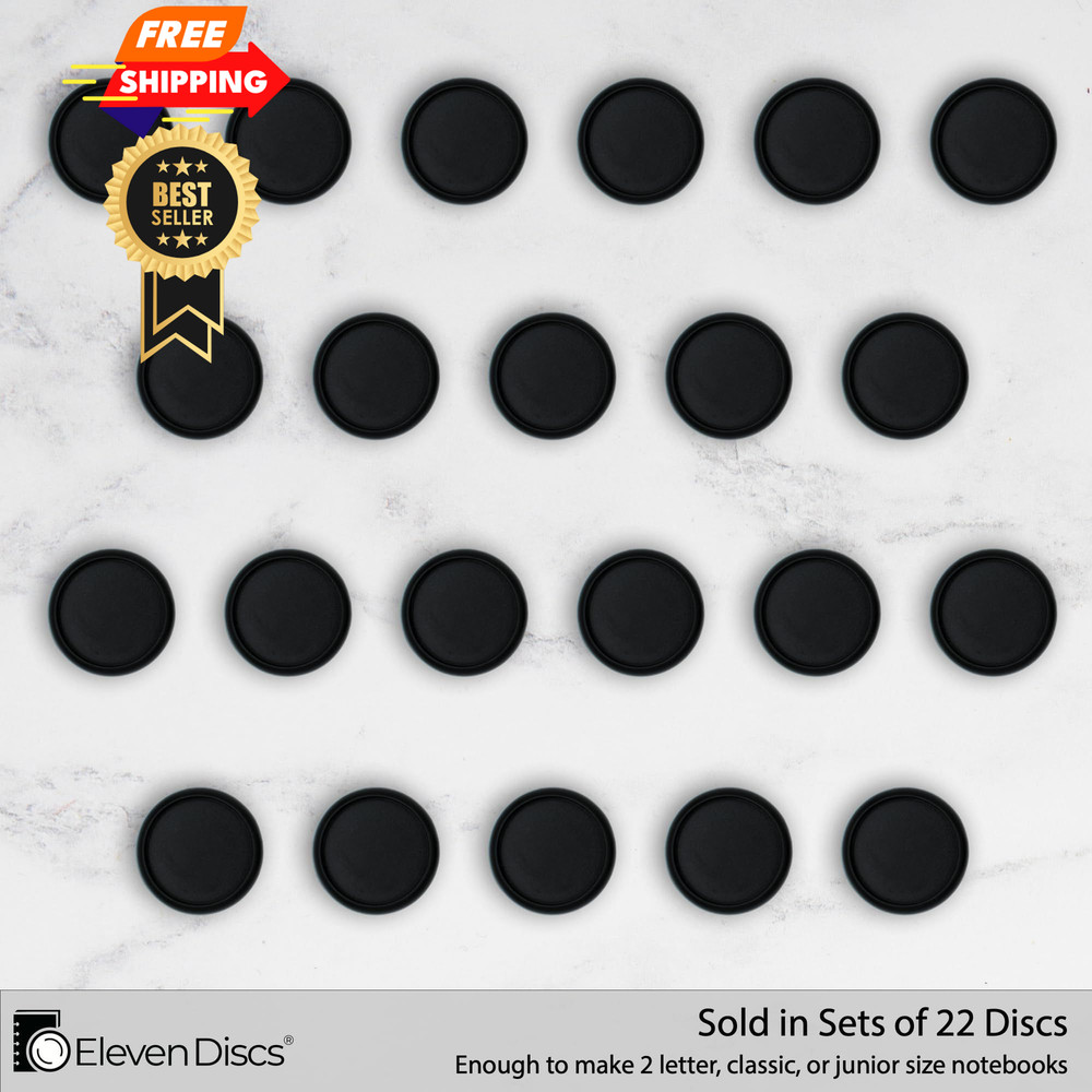 Eleven Discs ¾-Inch Black Plastic Discbound Expansion for Custom