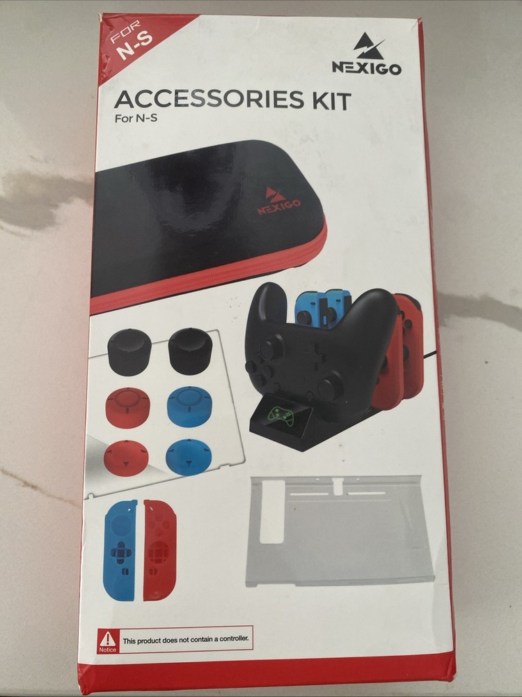 Nintendo Switch Accessories Bundle Kit Case Charger Stand Screen Protector Black