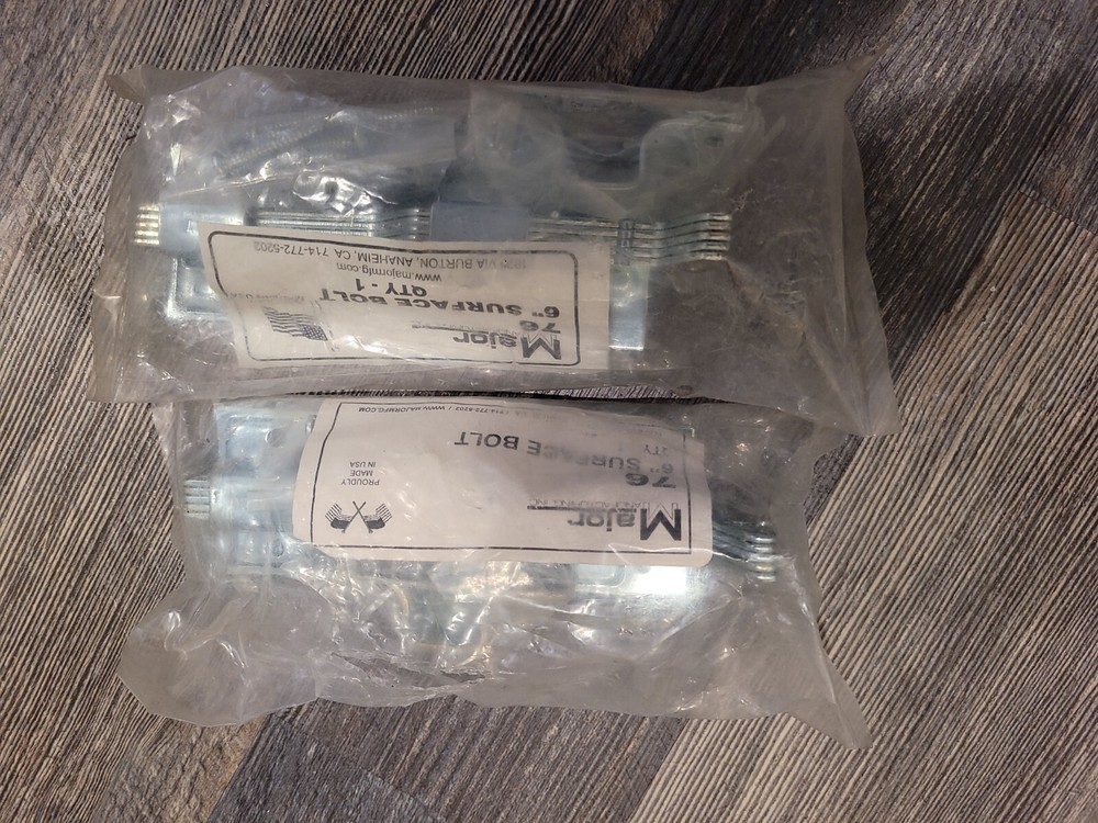 Two Major Manufacturing 76 6" Locking Surface Bolt 1-1/8" Throw - New  Polybag