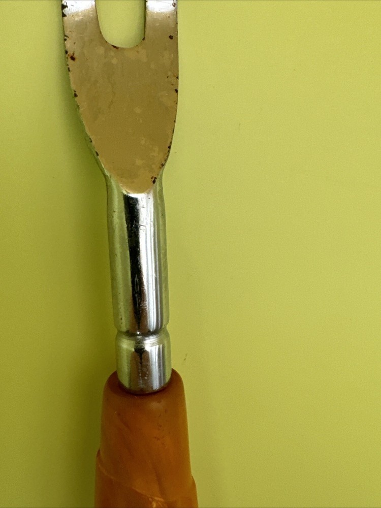 9.5” Vintage bakealite handled MCM meat Fork