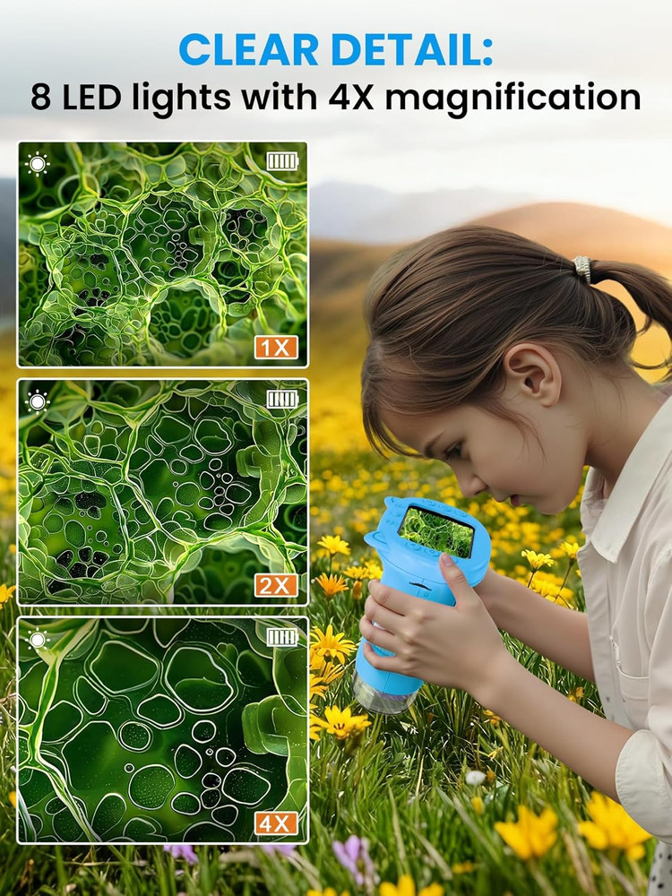 Microscope for Kids, 2.4 Inch Digital Microscope with 1000X Magnification, Handh