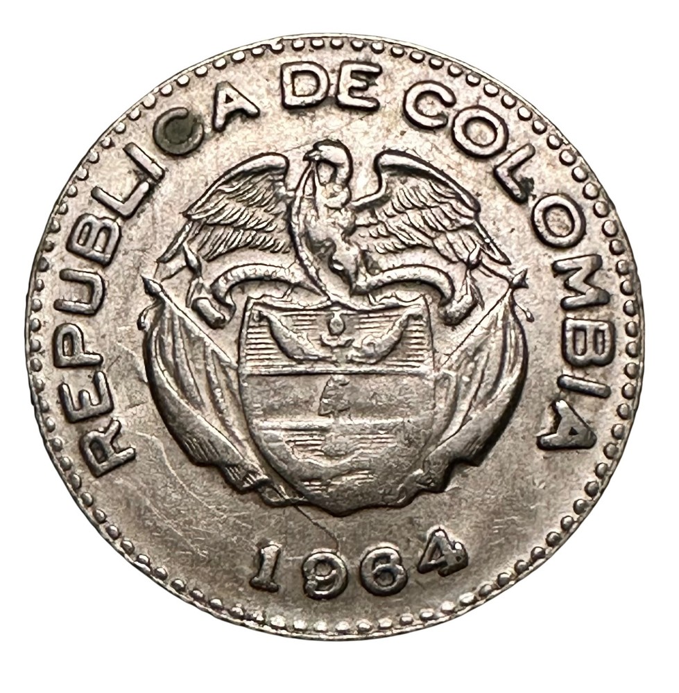 1964 10 Centavos Colombia Die Brake Error Reverse