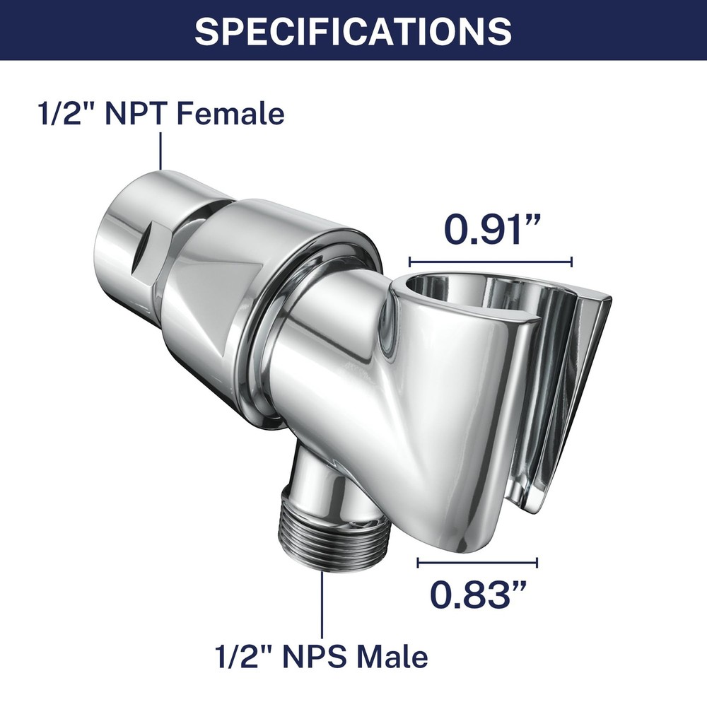 HammerHead Showers® Solid Metal Handheld Shower Head Holder - Compact, Chrome