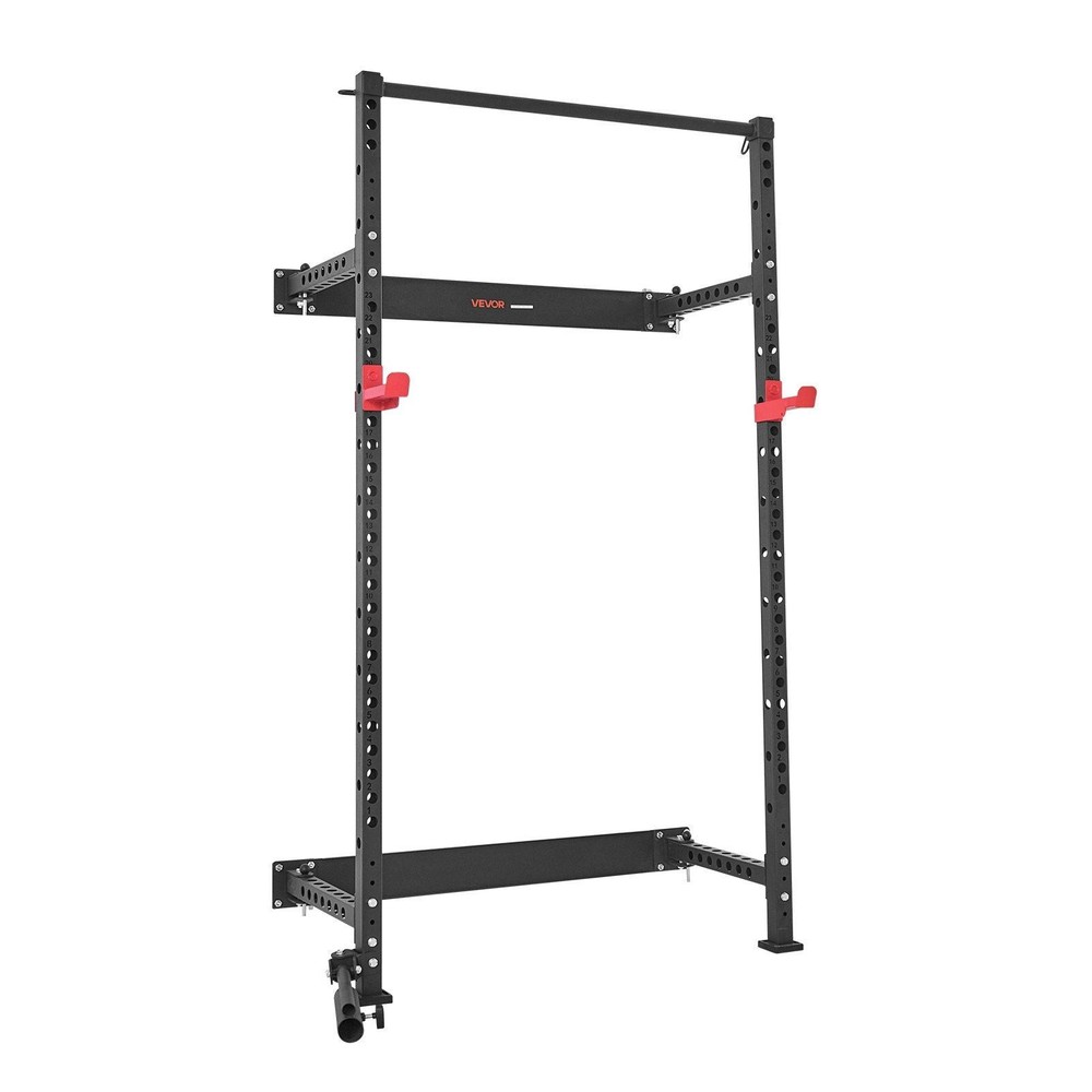 Folding Power Cage, Wall-Mounted Power Rack Squat Rack, Multifunctional Strength